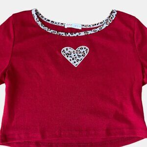 ROMWE LEOPARD HEART RED RIBBED CROP TOP SIZE M (6)